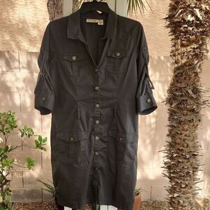 DKNY Jeans Petite Midi Brown Womens Large Dress